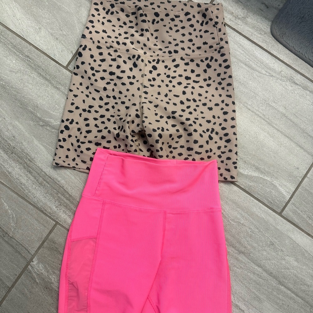 Beach Riot Pink and Leopard Athletic Shorts